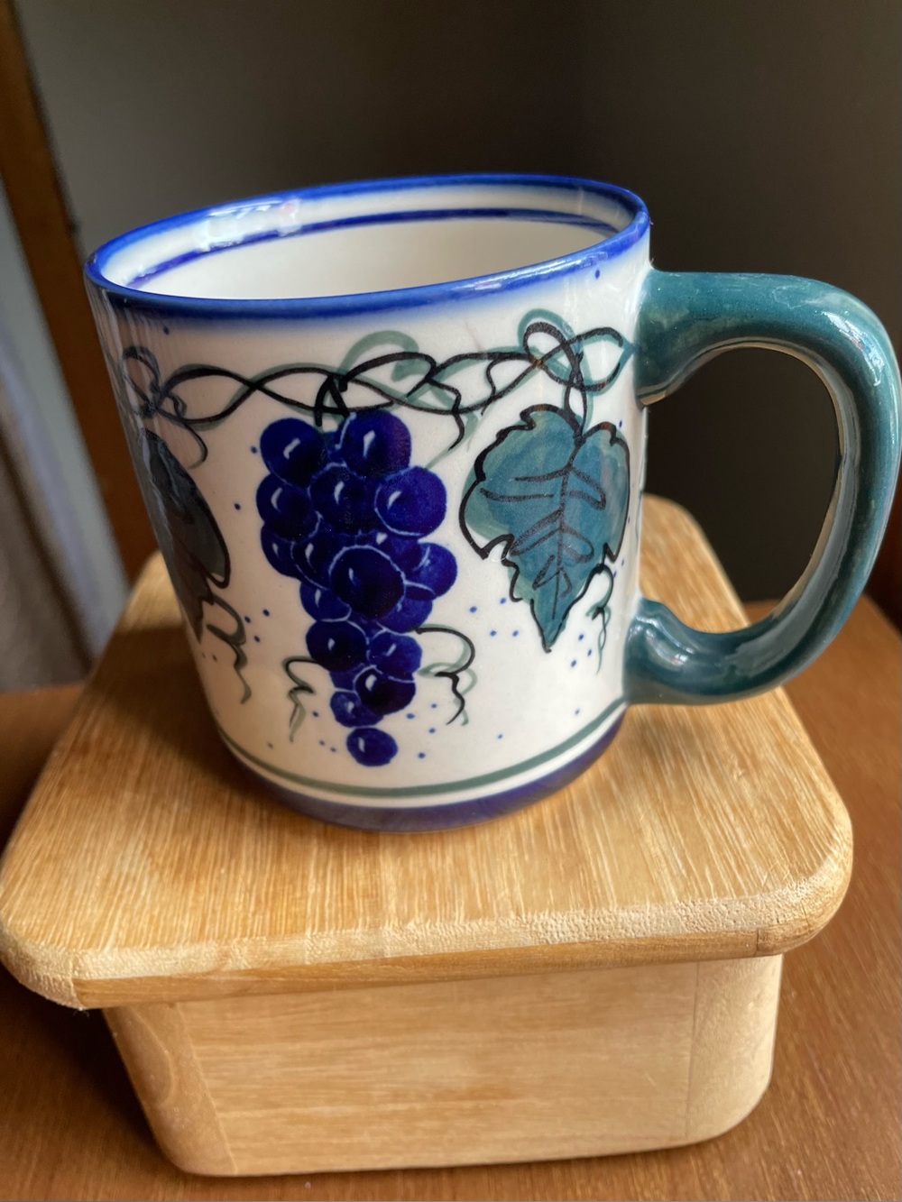 Boleslawiec UNIKAT Grapevine Polish Pottery Mug Cup Grapes Signed